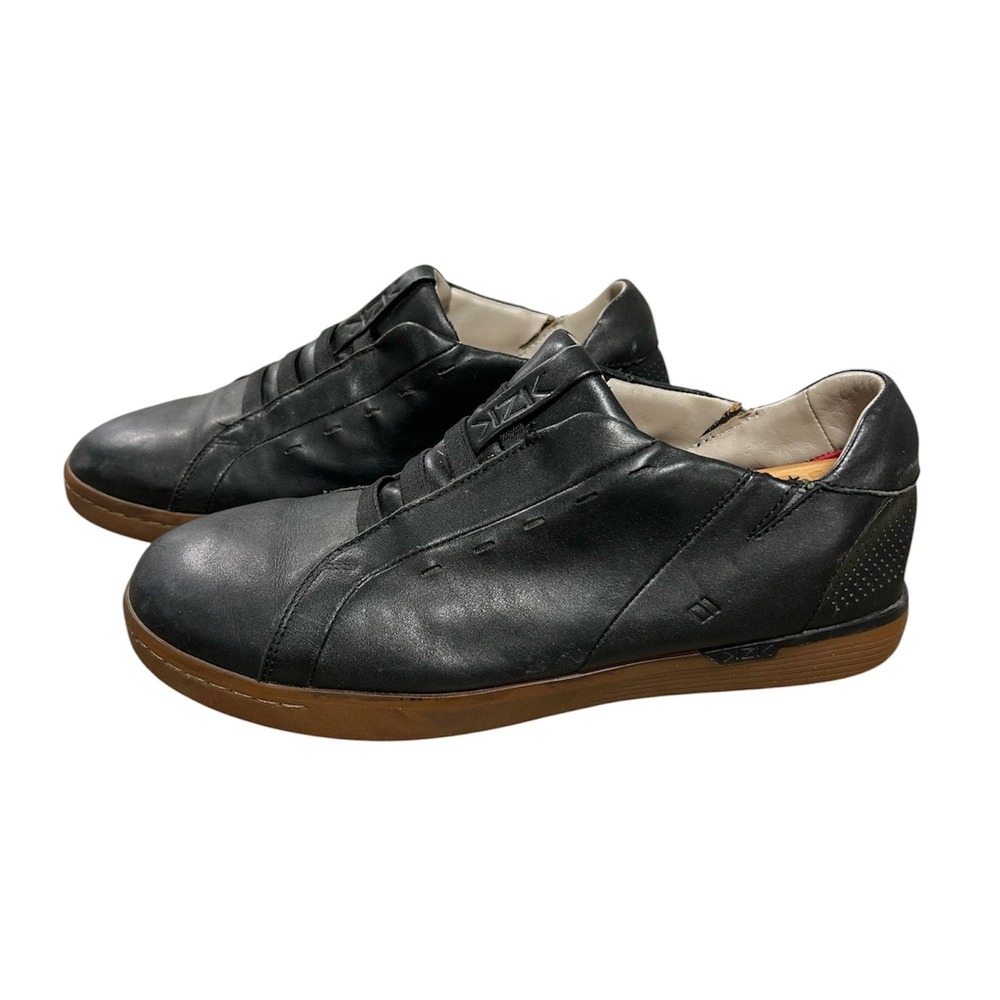 Kizik Mens Lima Black Leather Slip On Hands Free Sneakers J9FC M0202BK 10.5M